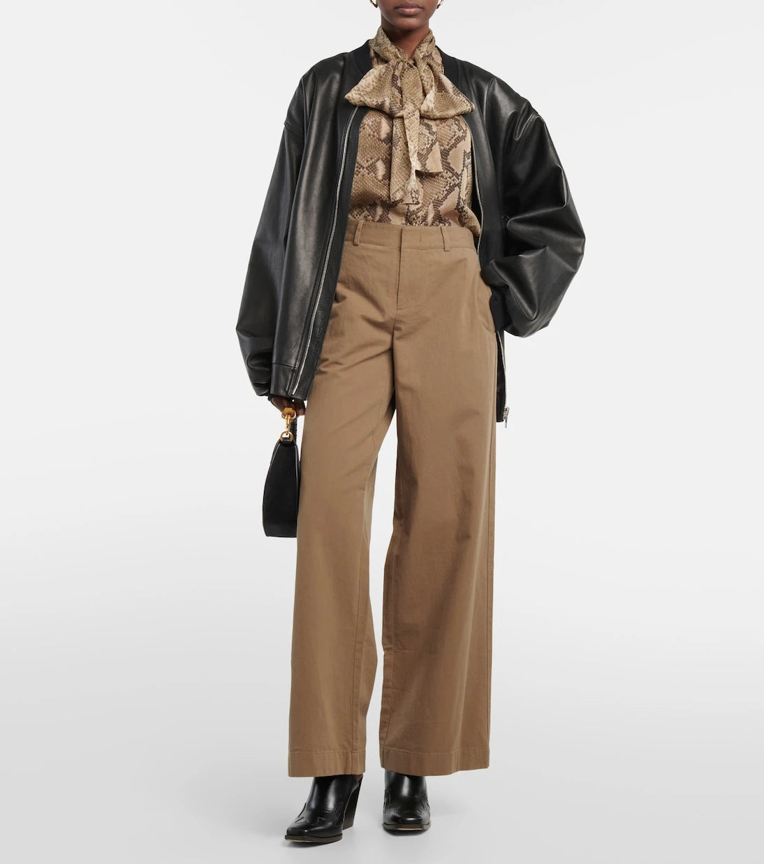 Vince - High-rise cotton twill wide-leg pants