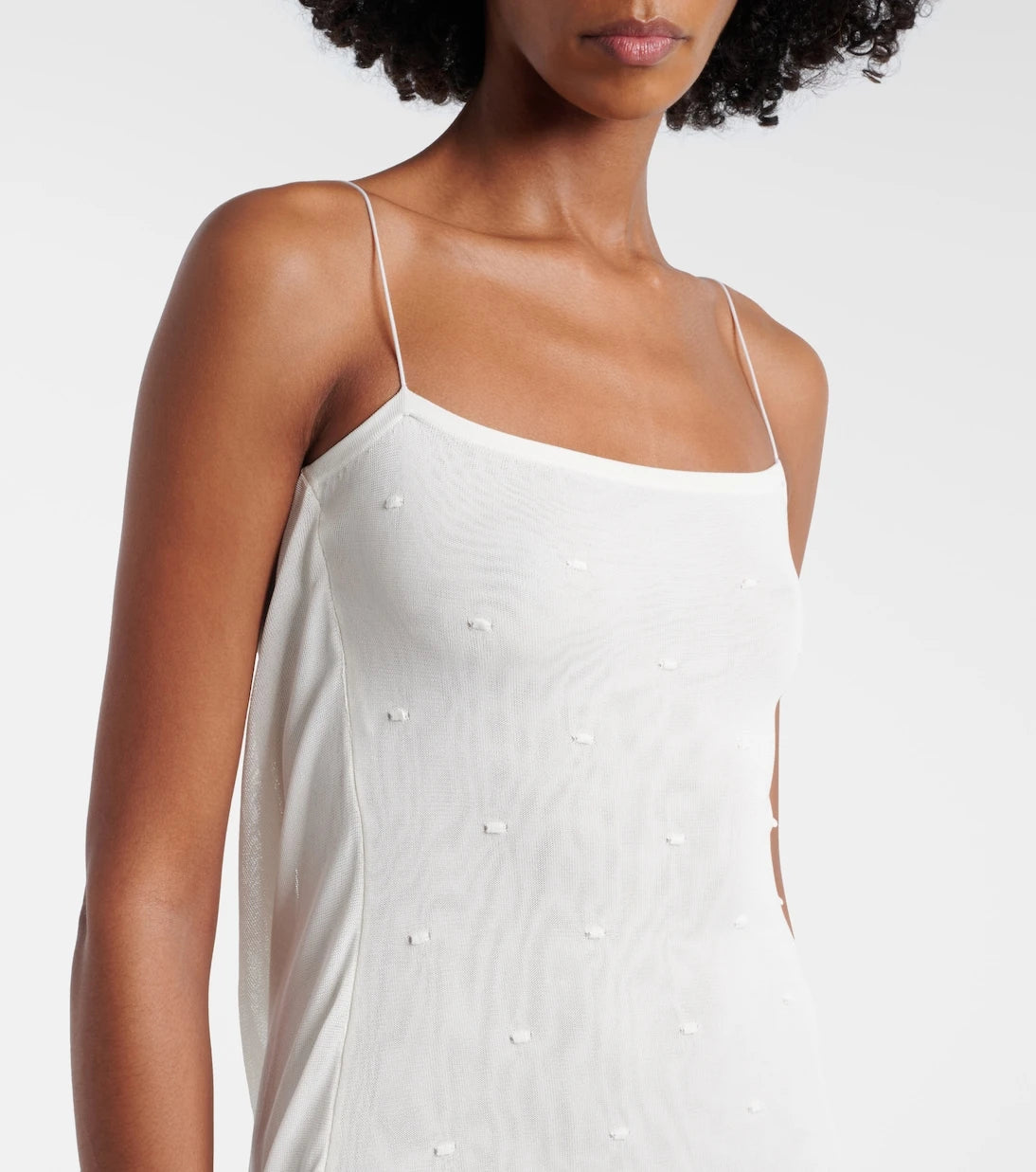 Jacquemus - Plumetis polka-dot jersey slip dress