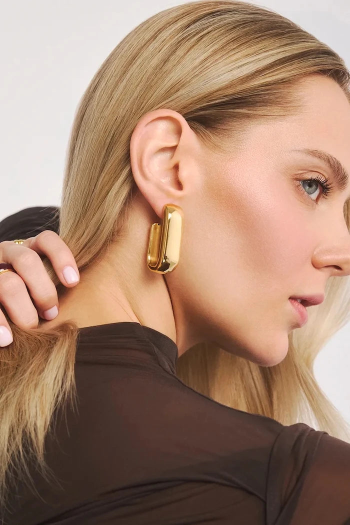 Pozlanmış gümüş kadın küpeleri Helene Earrings