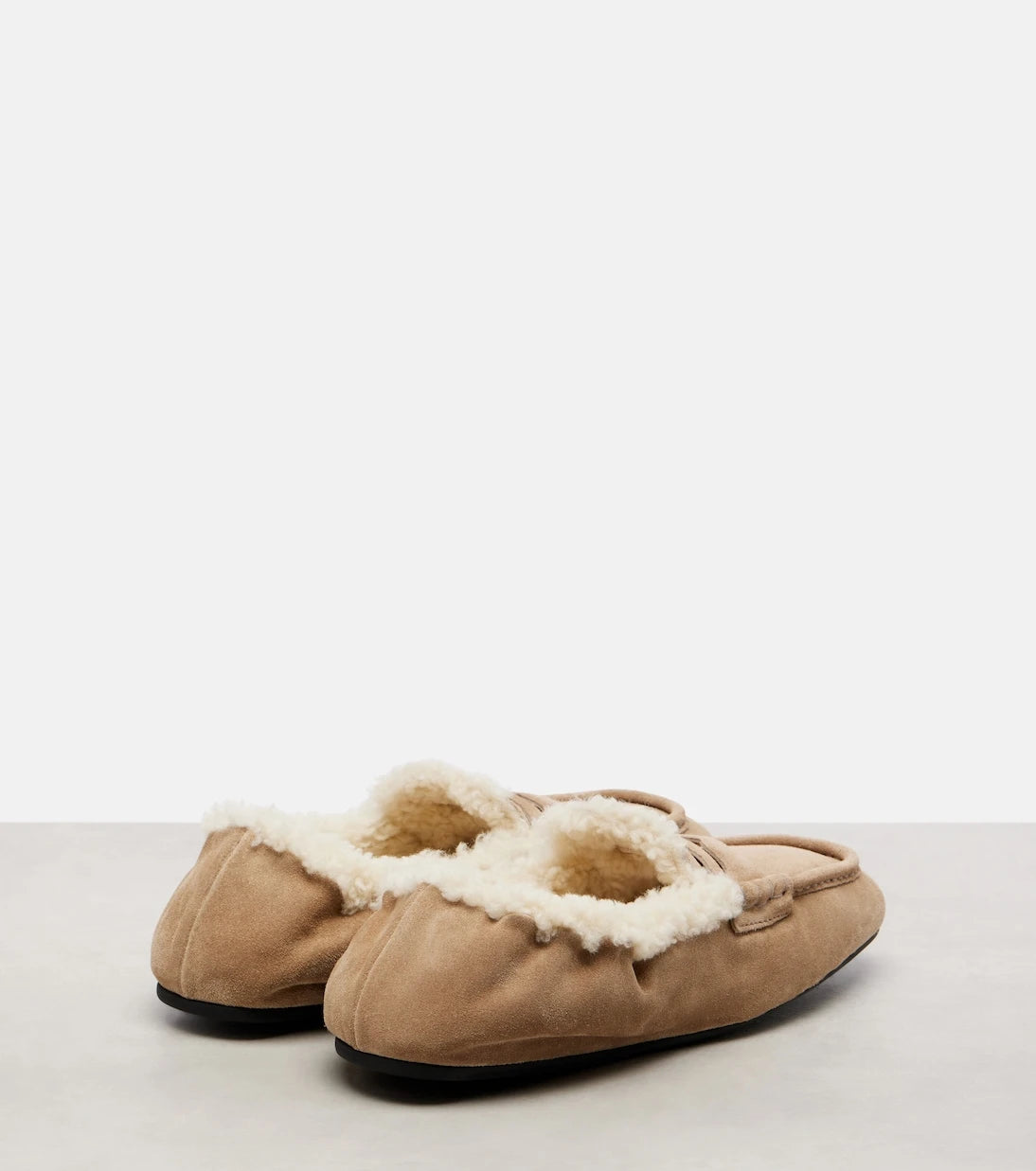 Miu Miu - Shearling-lined suede penny loafers