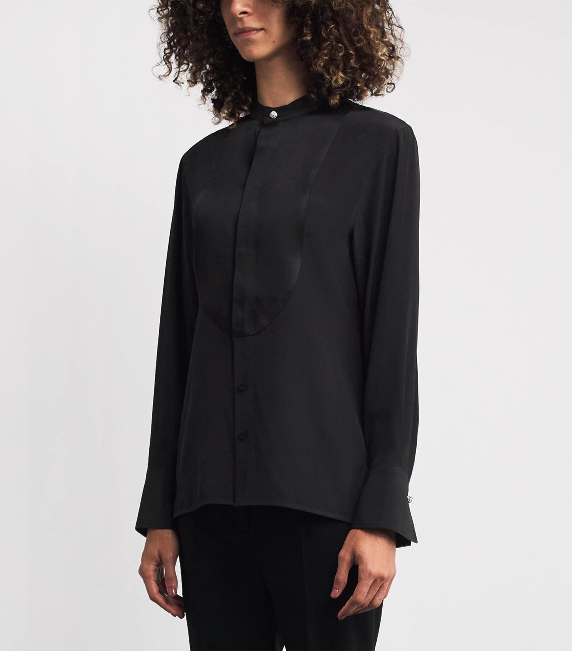 Victoria Beckham Black Bib-Detail Blouse
