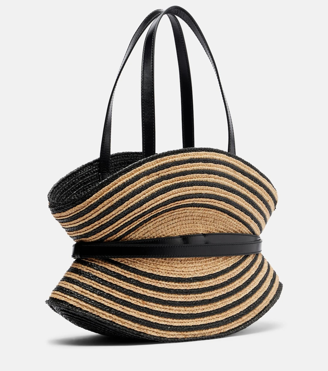 Balmain - Raffia-effect striped shoulder bag