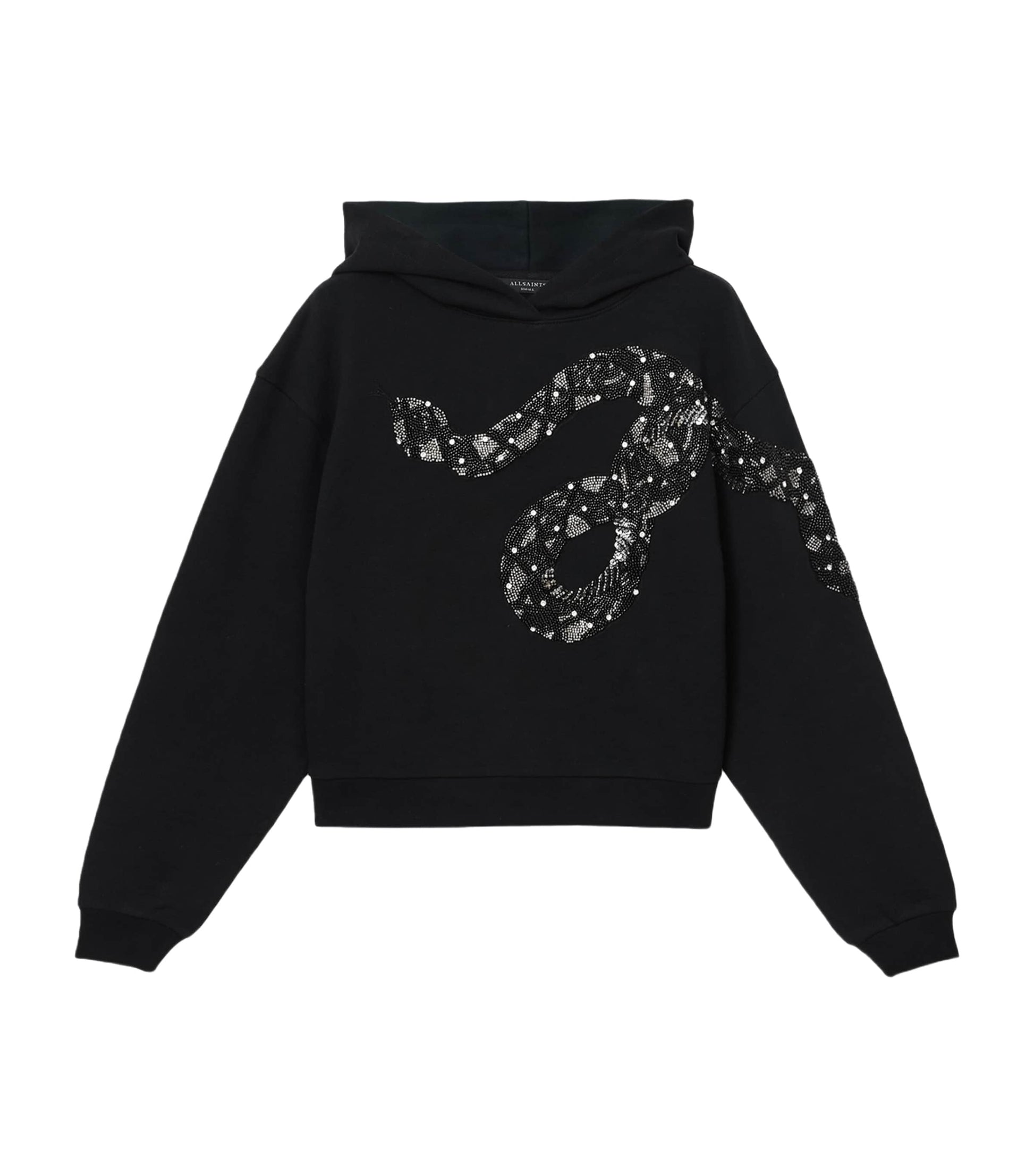 AllSaints Black Cotton Embellished Pippa Hoodie
