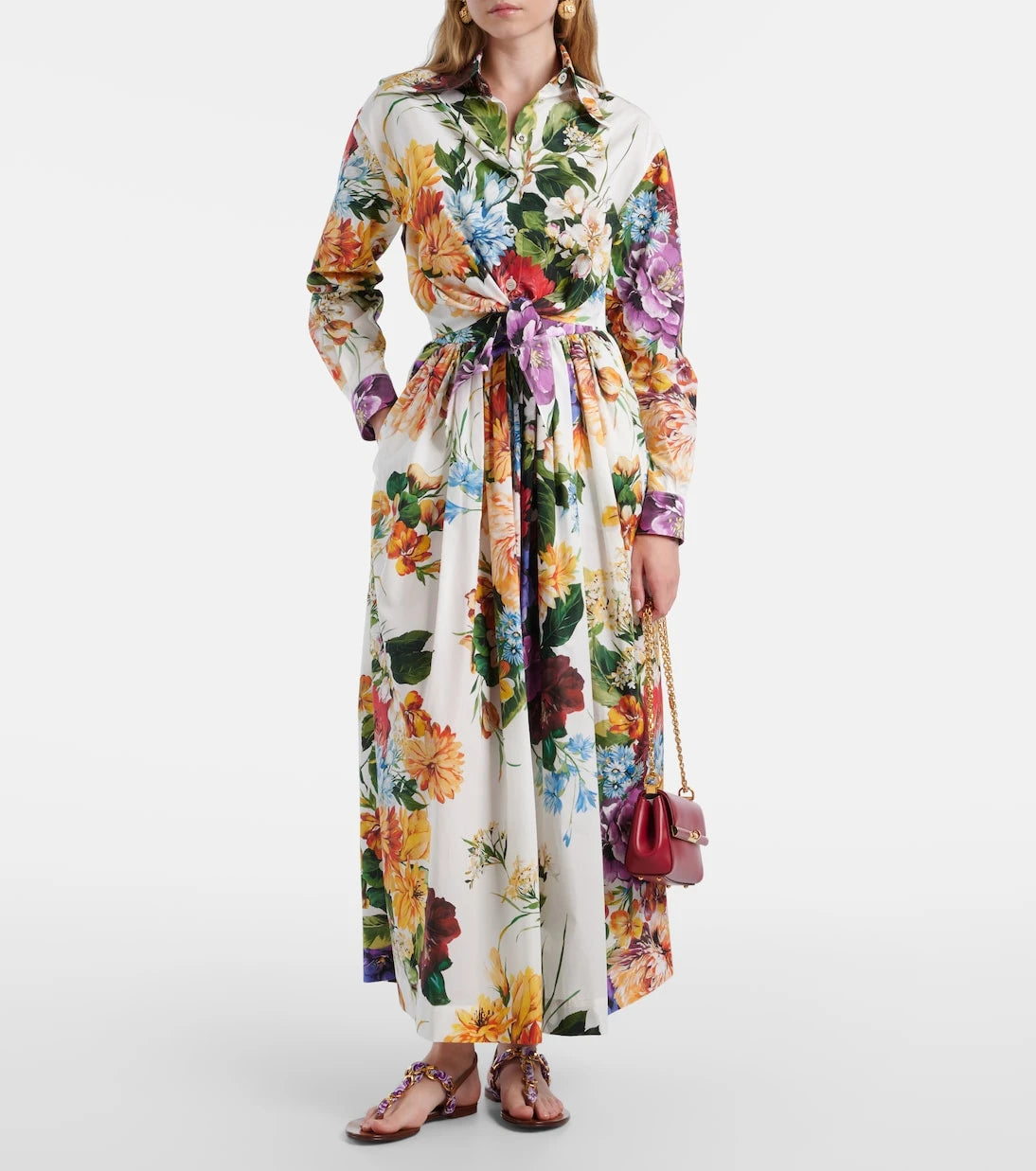Dolce&Gabbana - Floral gathered cotton maxi skirt