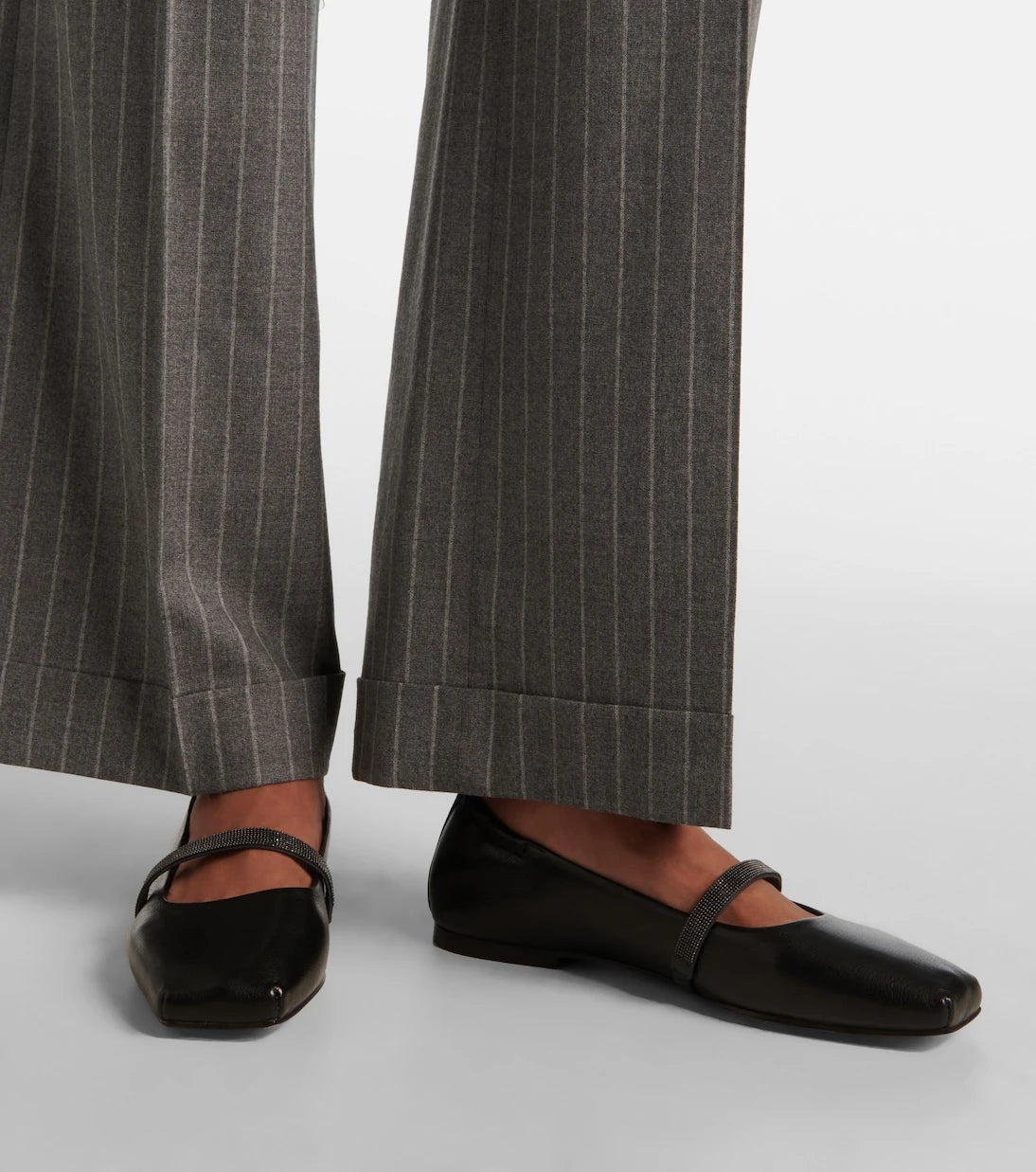 Brunello Cucinelli - Monili leather Mary Jane flats