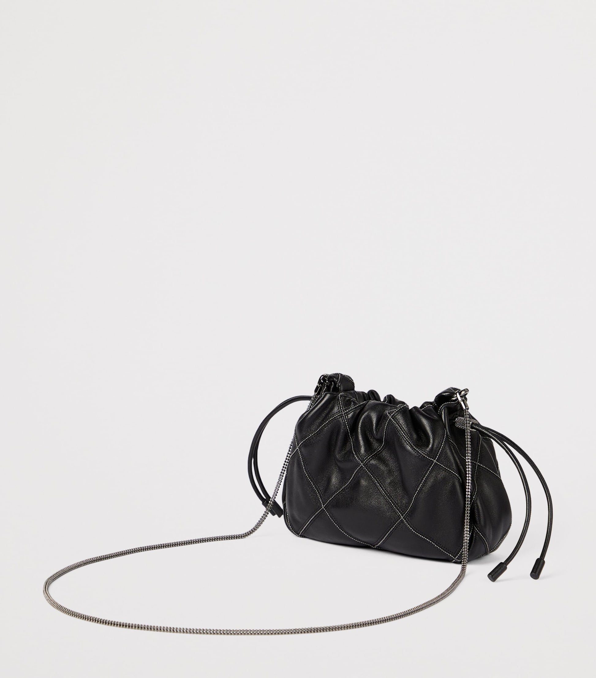 Brunello Cucinelli Black Mini Leather Mellow Bucket Bag