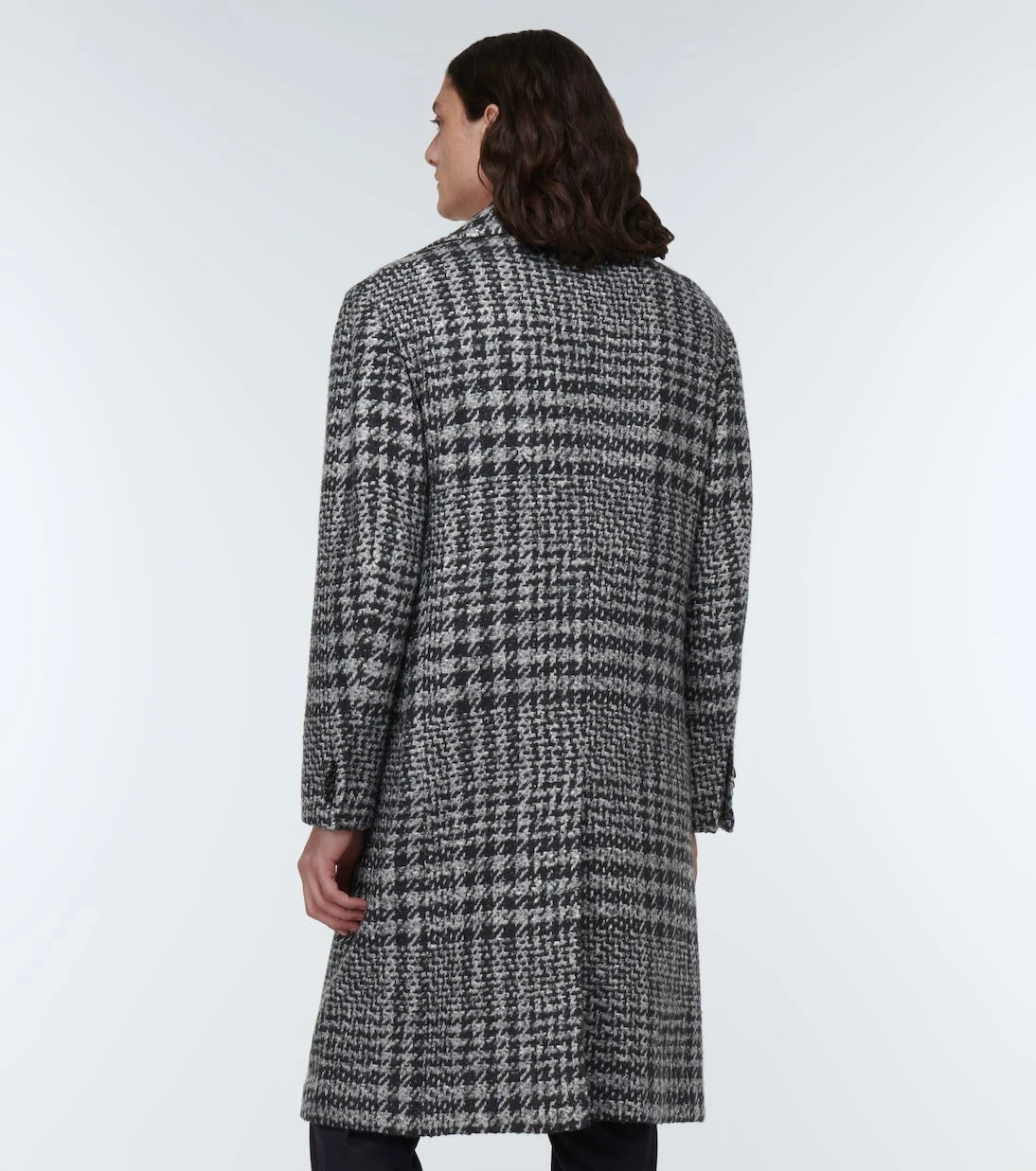 Kiton - معطف طويل من مزيج صوف الكاروهات