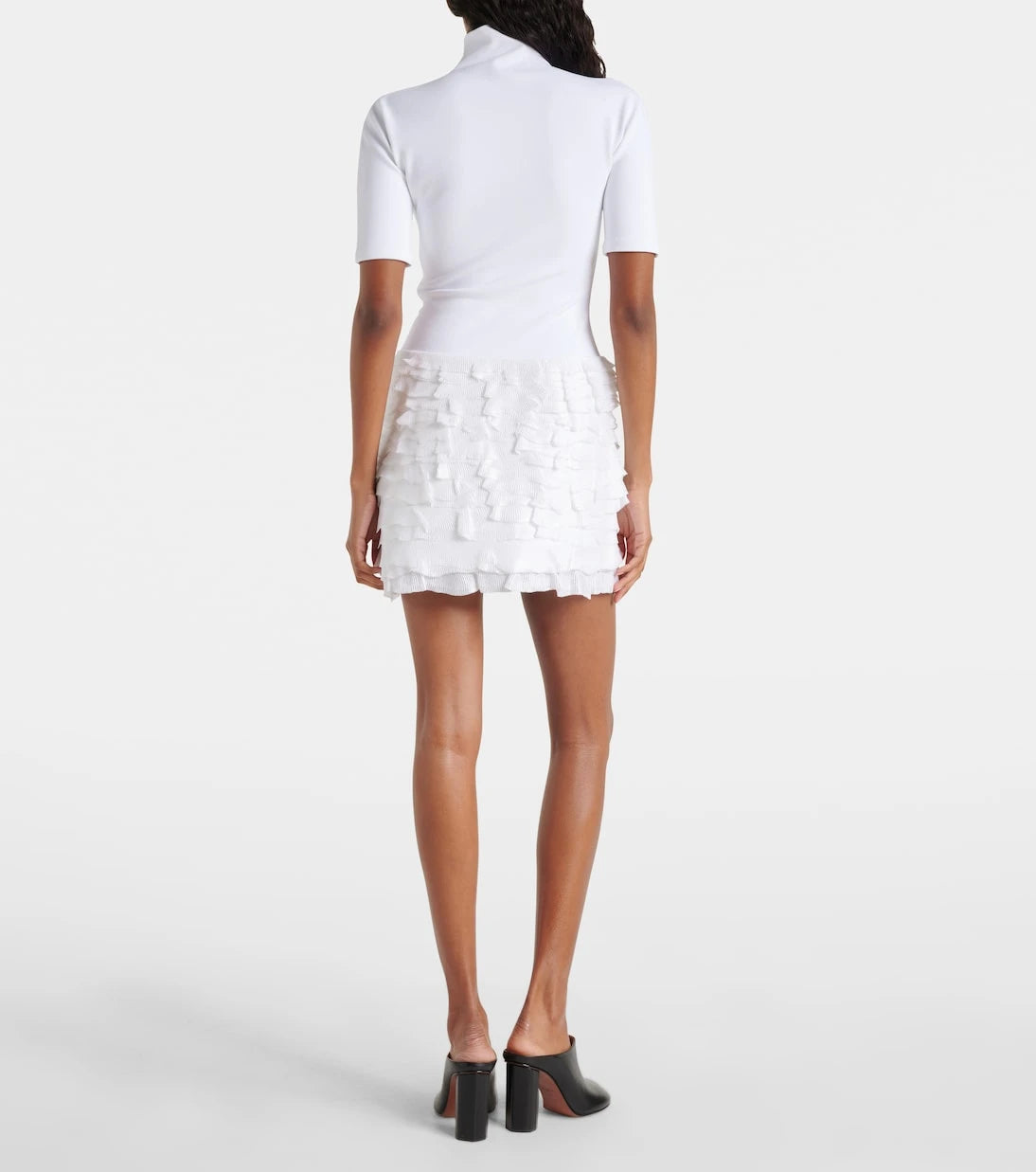 Alaïa - Ruffled high-neck jersey minidress