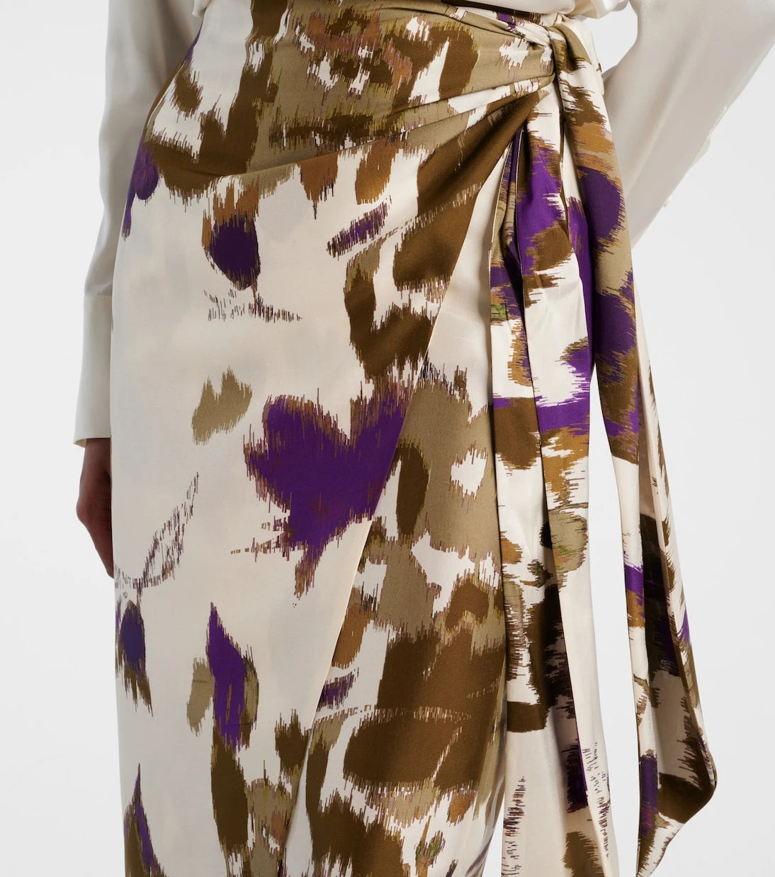 Max Mara - Dritto printed silk wrap skirt