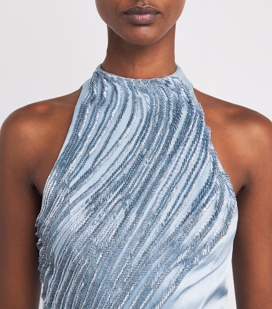 Gaurav Gupta Blue Silk-Blend Embellished Nephele Gown