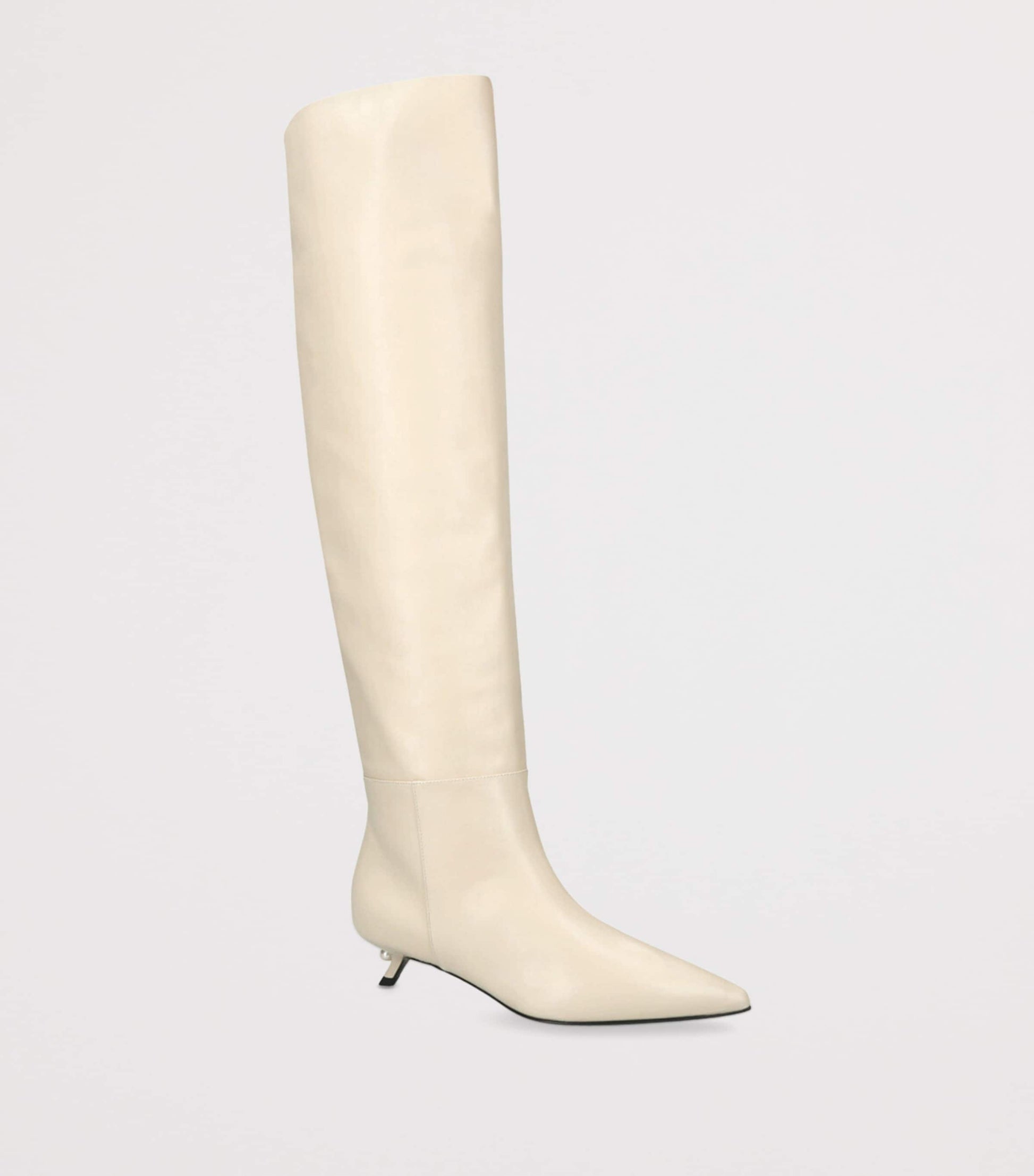Alevi Beige Leather Derby Knee-High Boots 35