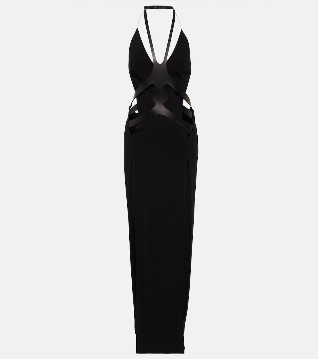 Dion Lee - فستان بفتحات وياقة هالتر وحواف جلدية