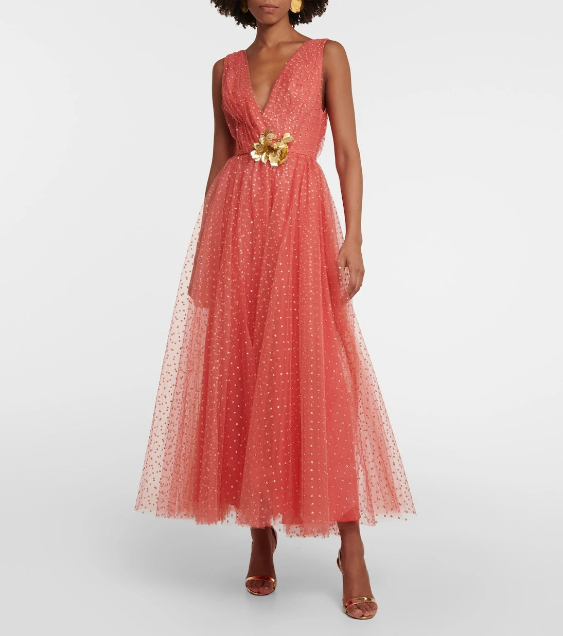 Monique Lhuillier - Embellished tulle maxi gown