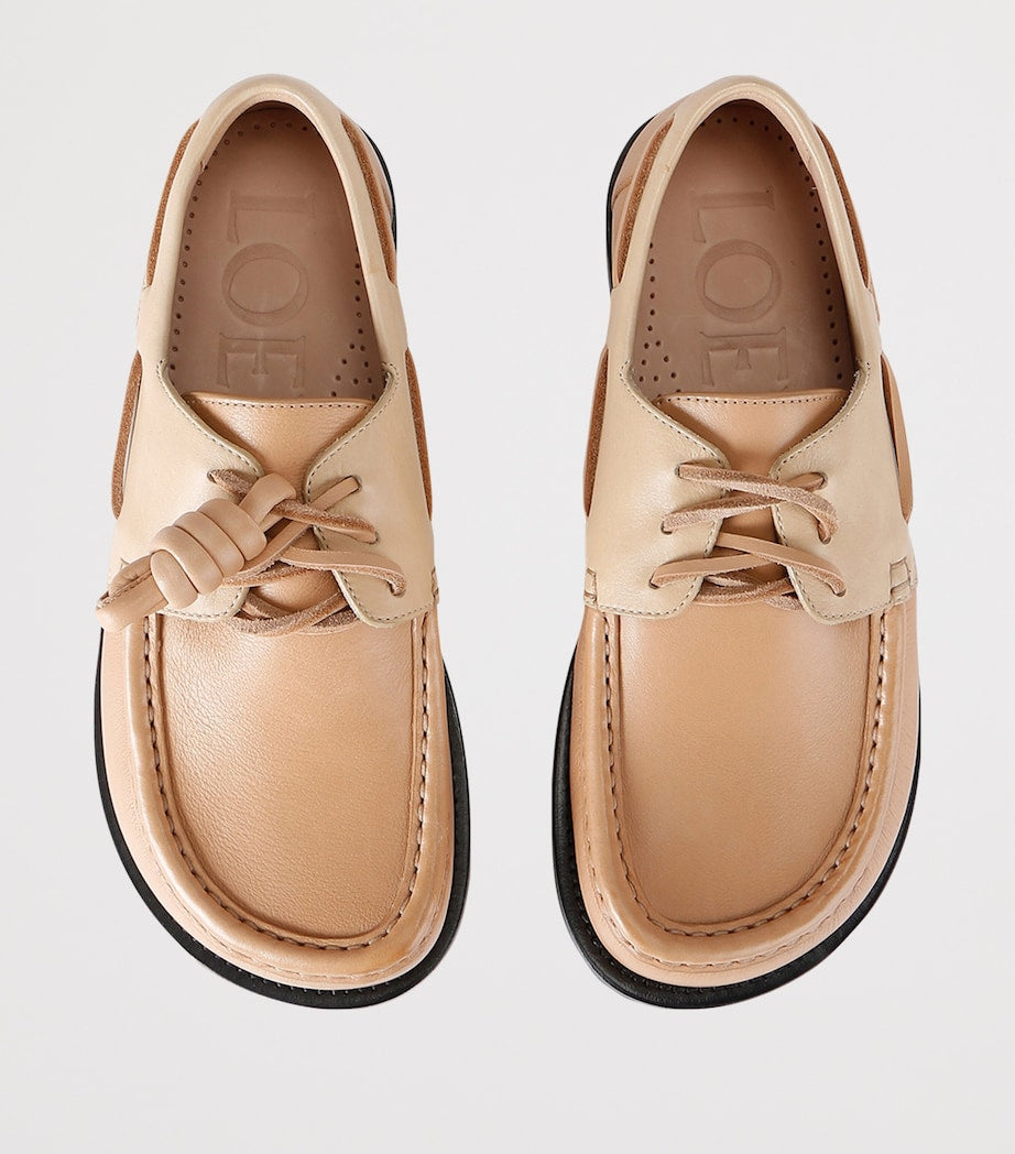 LOEWE Beige Leather Campo Boat Shoes