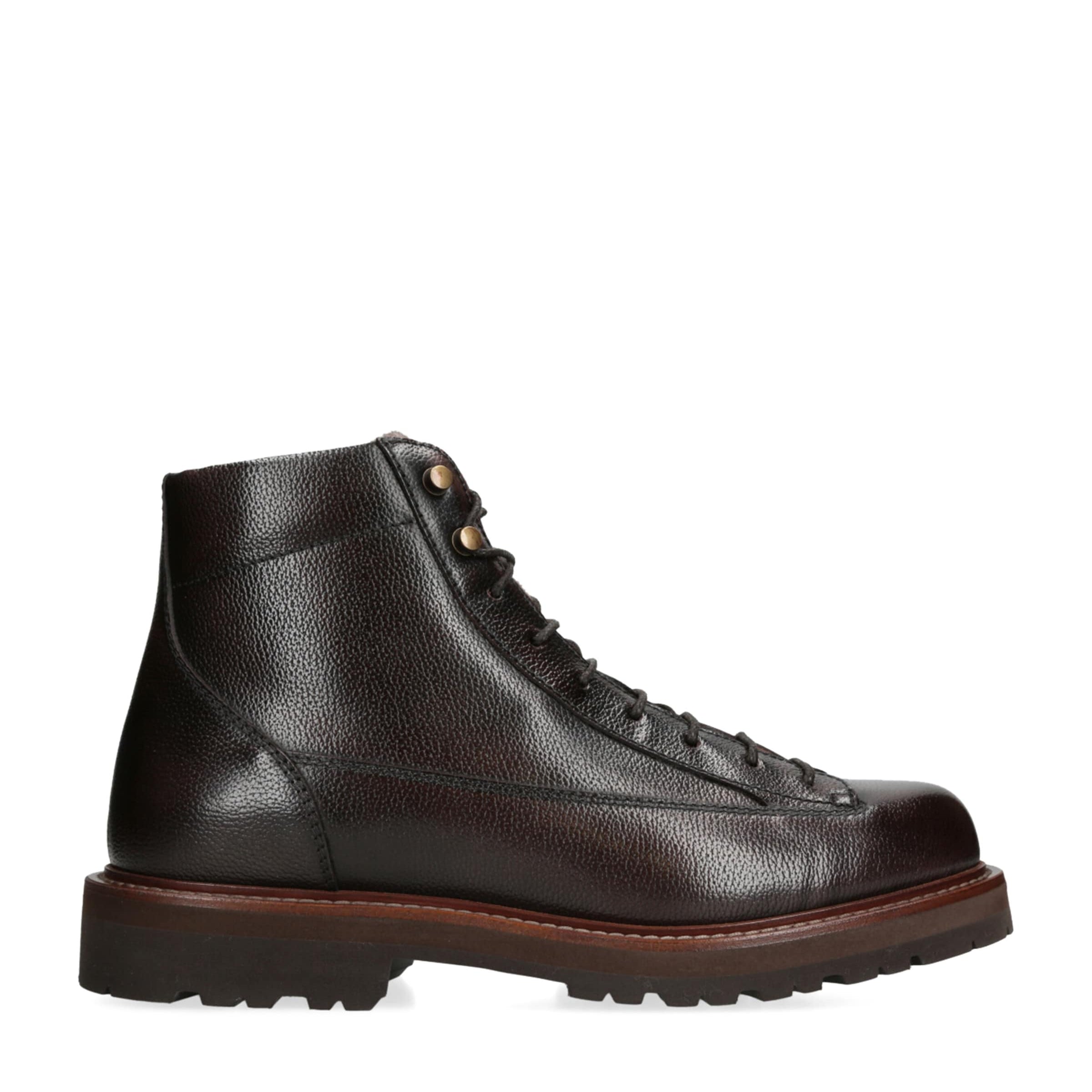 Brunello Cucinelli Leather Lace-Up Hiking Boots