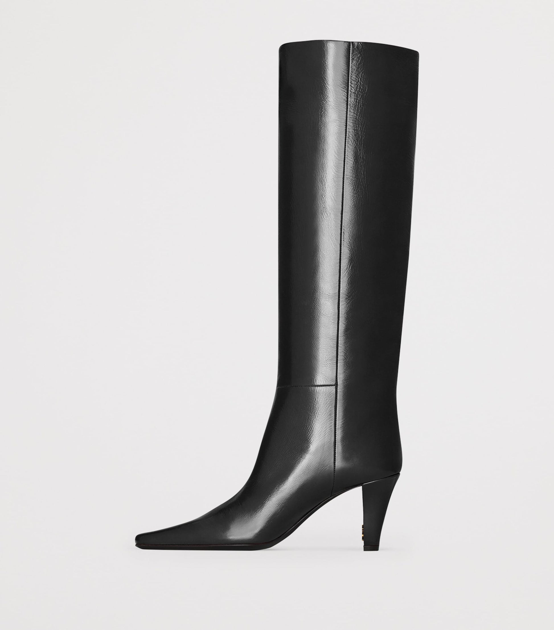 Saint Laurent Black Patent Leather Jill Knee-High Boots 75