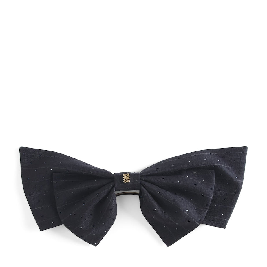 Crystal-Embellished Hair Bow NAVY BLUE