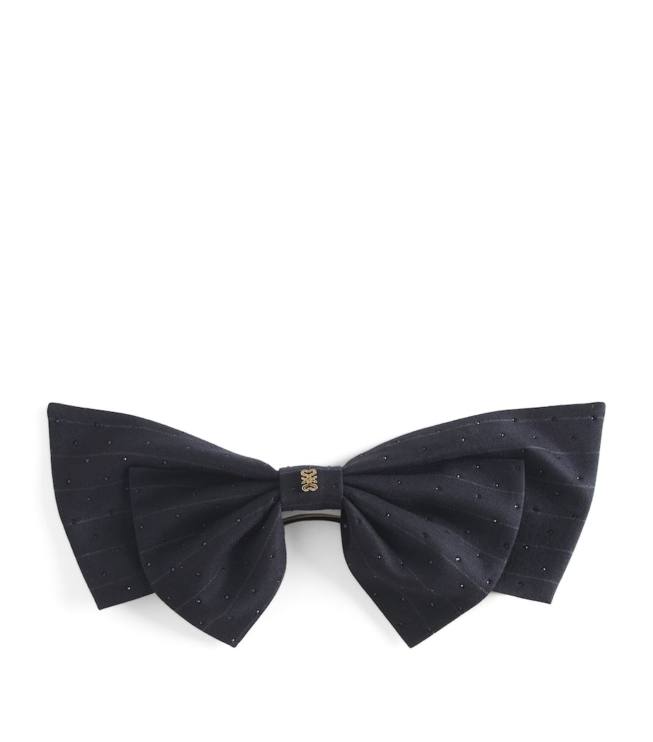 Crystal-Embellished Hair Bow NAVY BLUE