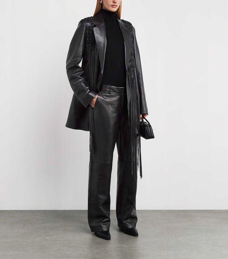 Black Lambskin Sullivan Straight Trousers