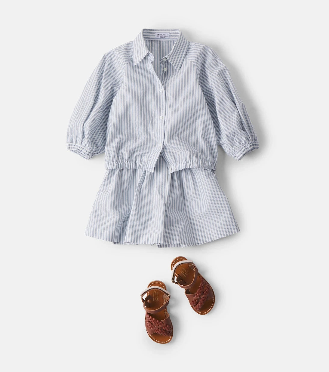 Brunello Cucinelli Kids - Striped cotton-blend shorts