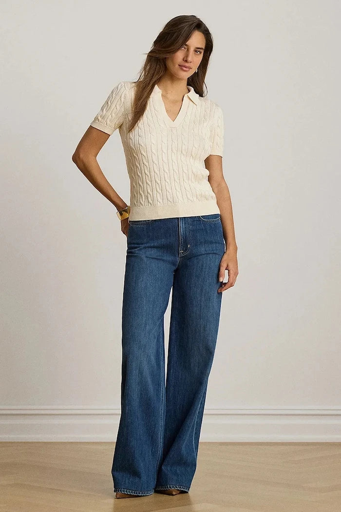 Lauren Ralph Lauren kısa kollu kadın viskozlu kazak