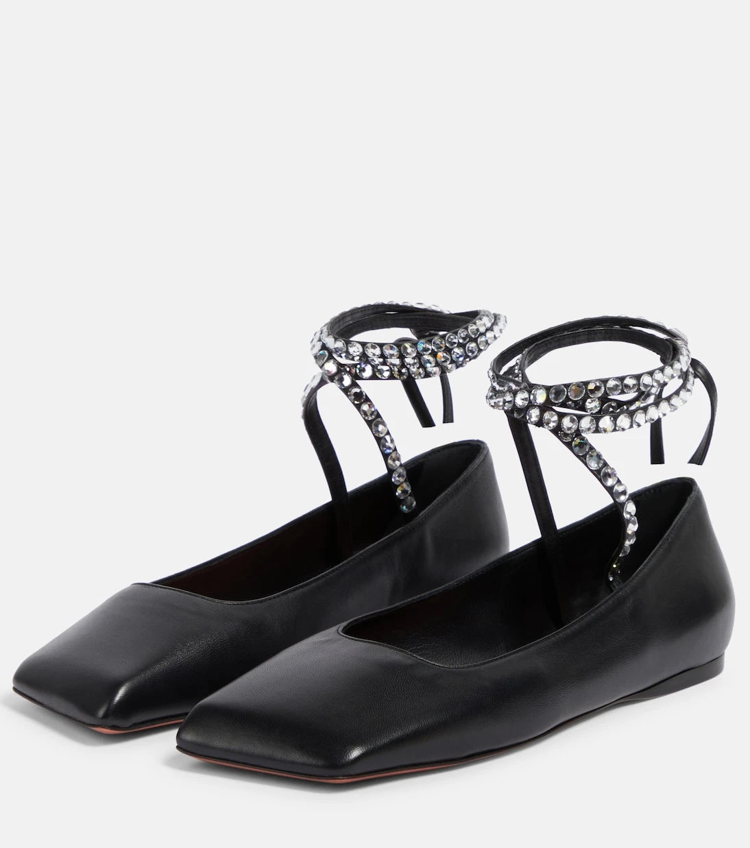 Amina Muaddi - Ane embellished leather ballet flats