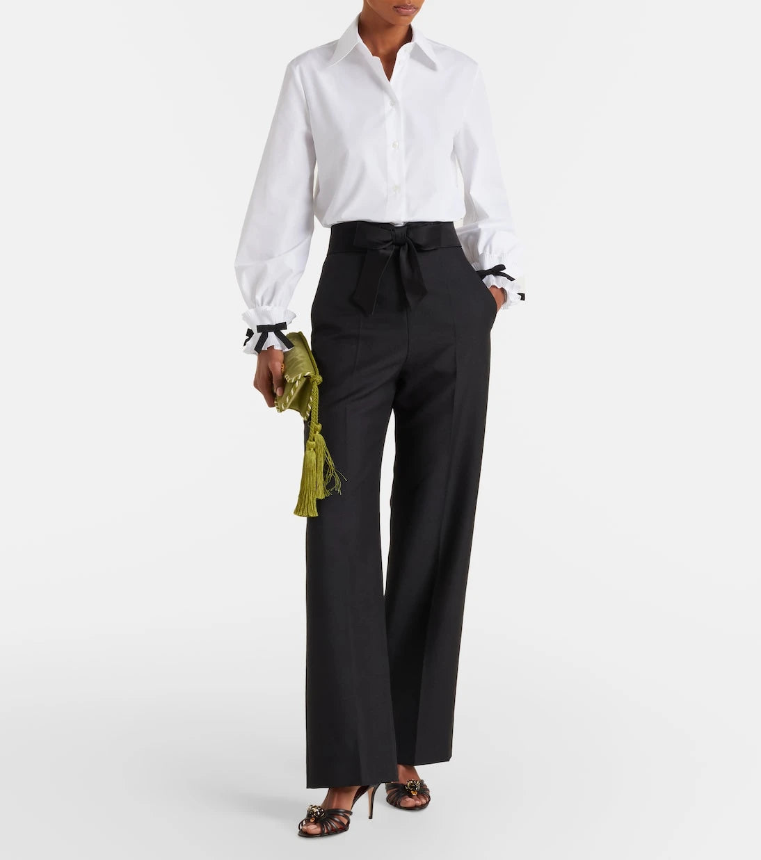 Valentino - Bow-detail cotton-blend poplin shirt
