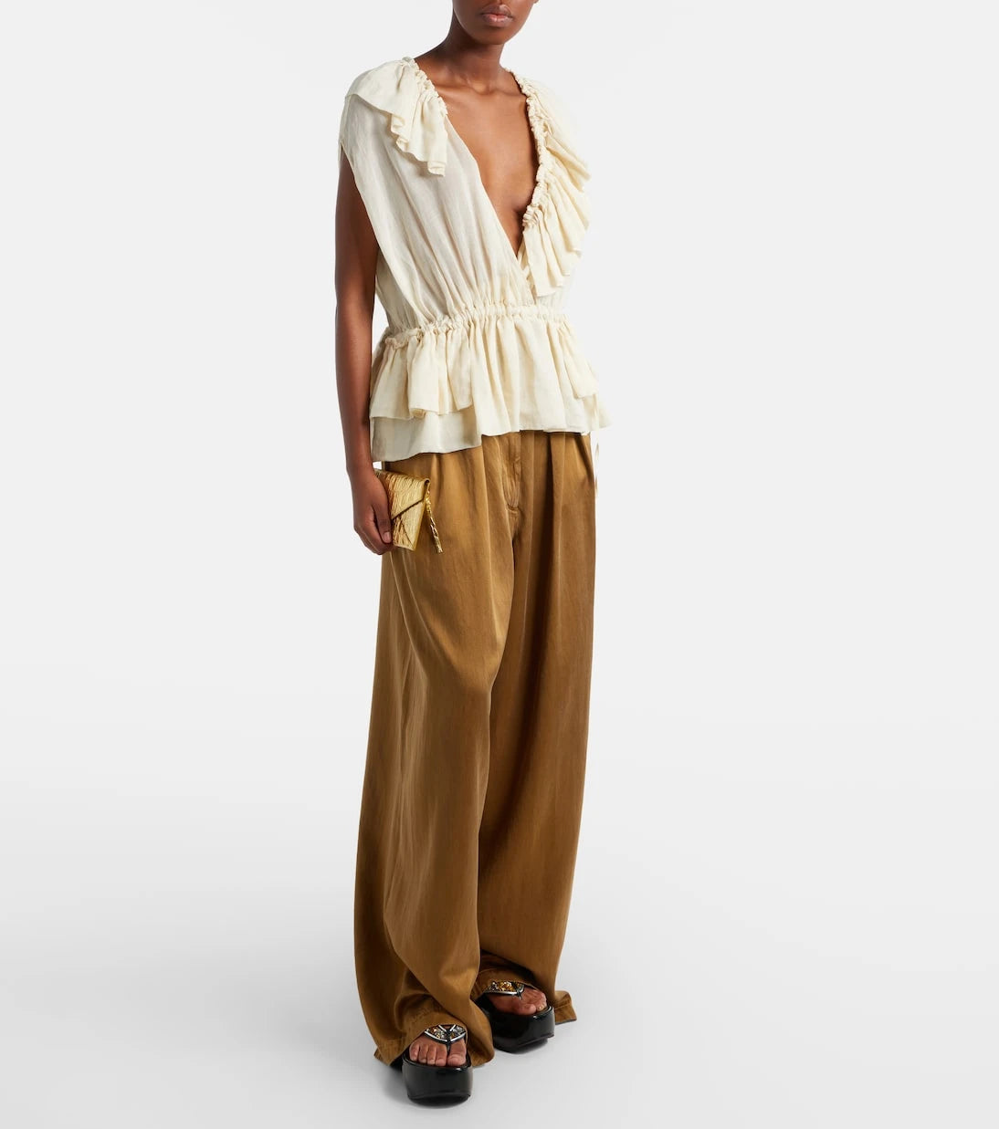 Dries Van Noten - Embossed metallic leather clutch