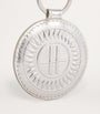 Silver Leather Metallic Circle Keyring