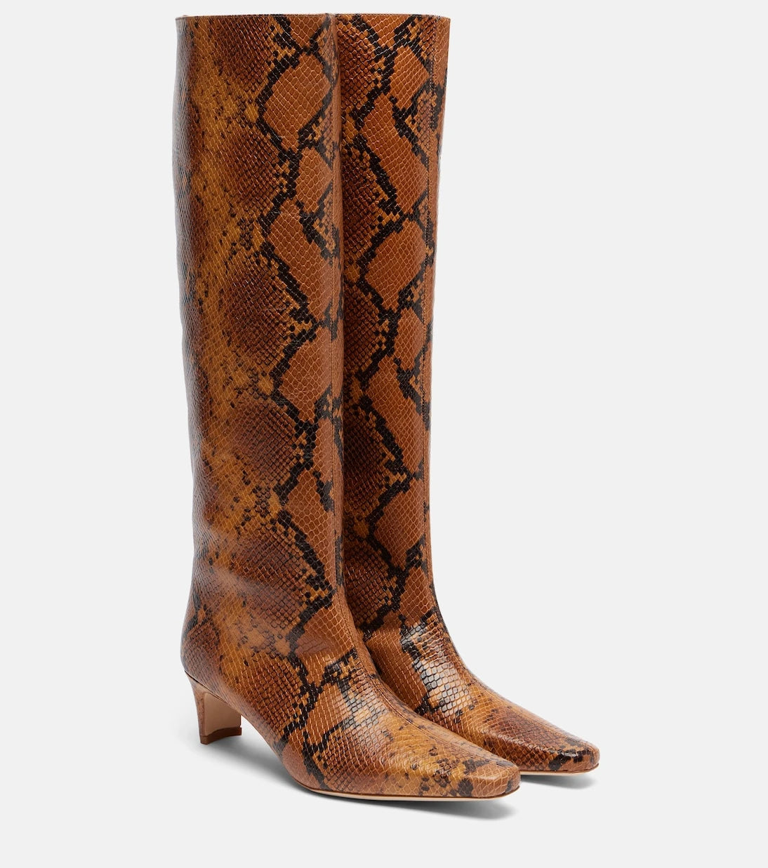 Staud - Wally snake-effect leather knee-high boots