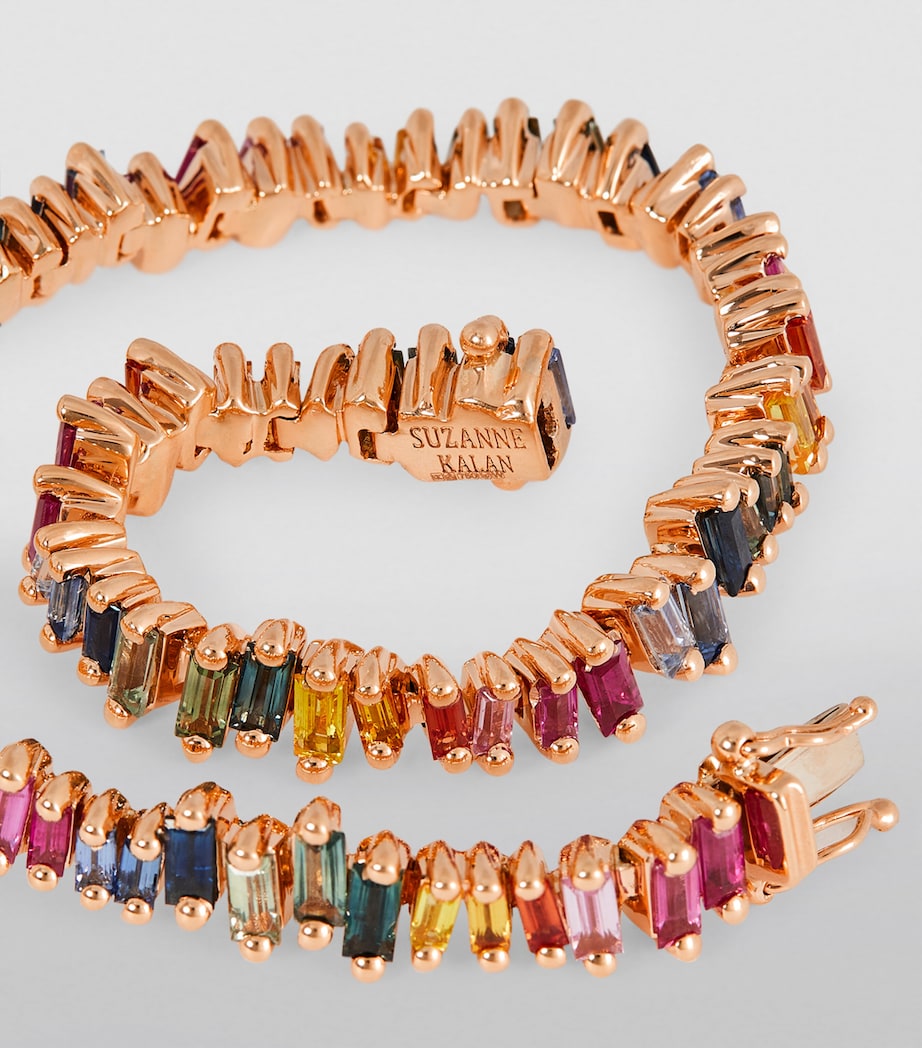 Rose Gold and Rainbow Sapphire Bold Tennis Bracelet