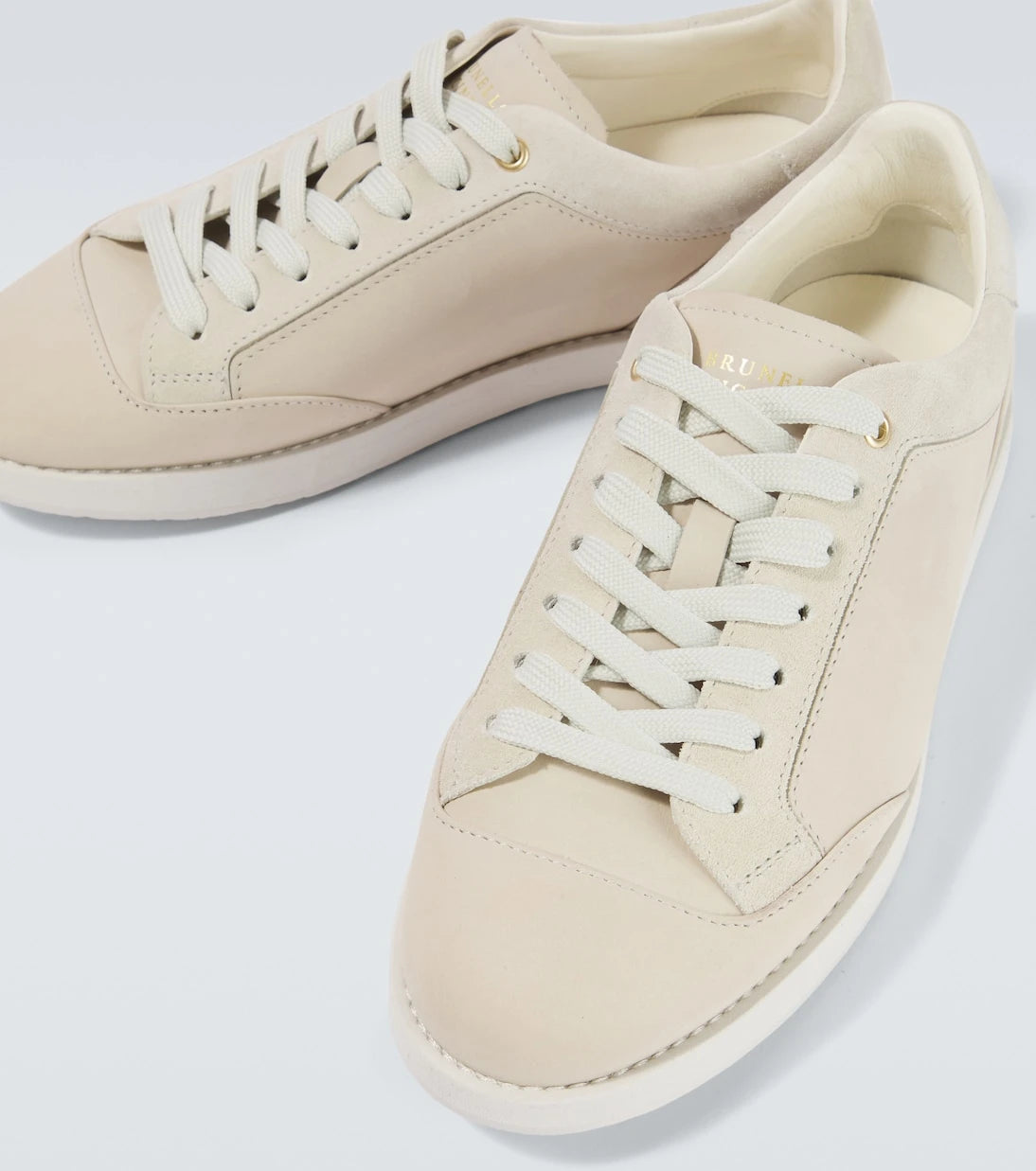 Brunello Cucinelli - Suede-trimmed leather sneakers