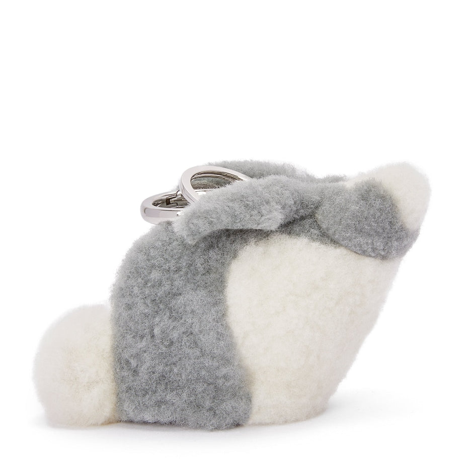 LOEWE Grey Shearling Bunny Bag Charm