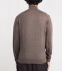 John Smedley Brown Extra Fine Merino Wool Half-Zip Tapton Sweater