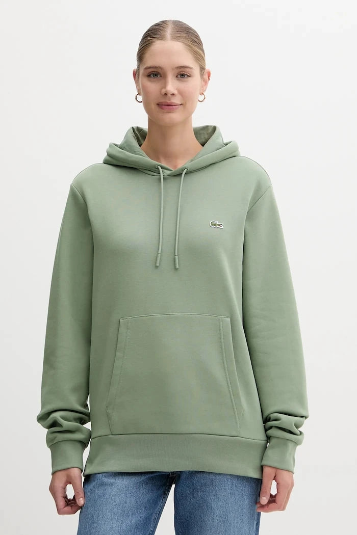 Pamuklu kapüşonlu Lacoste sweatshirt