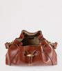Brown Medium Snake-Print Cinch Bag