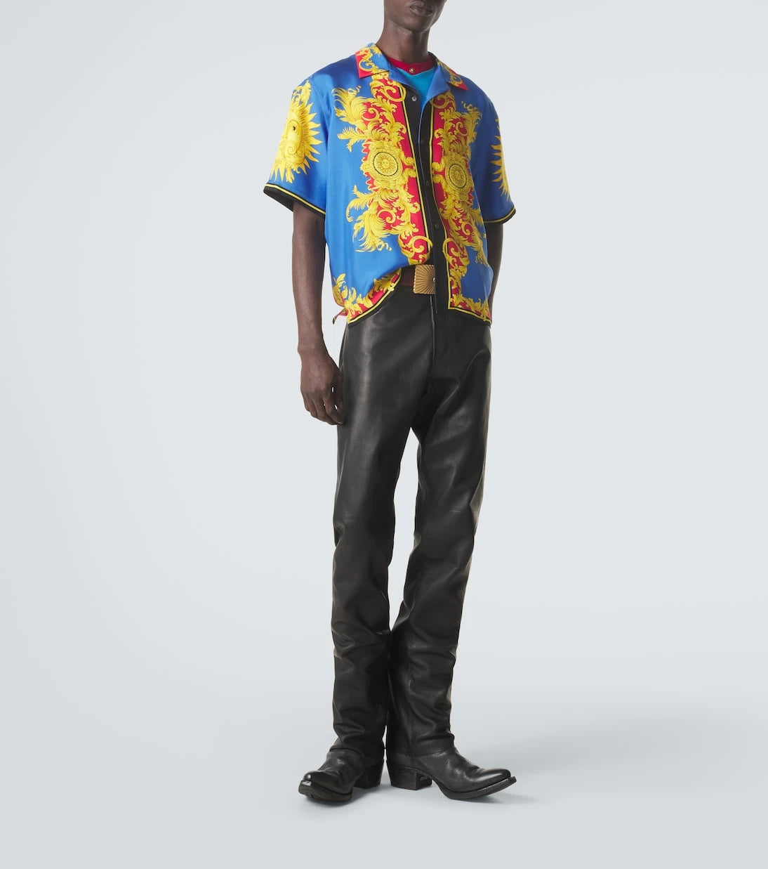 Versace - Baskılı ipek bowling gömleği