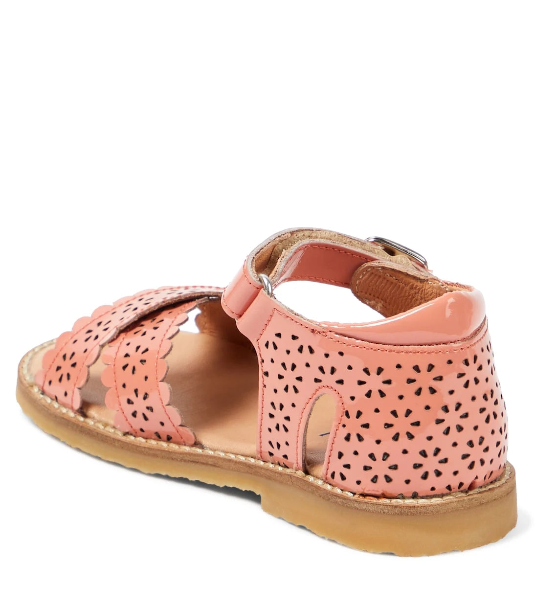 Petit Nord - Crossover Scallop Flower patent leather sandals