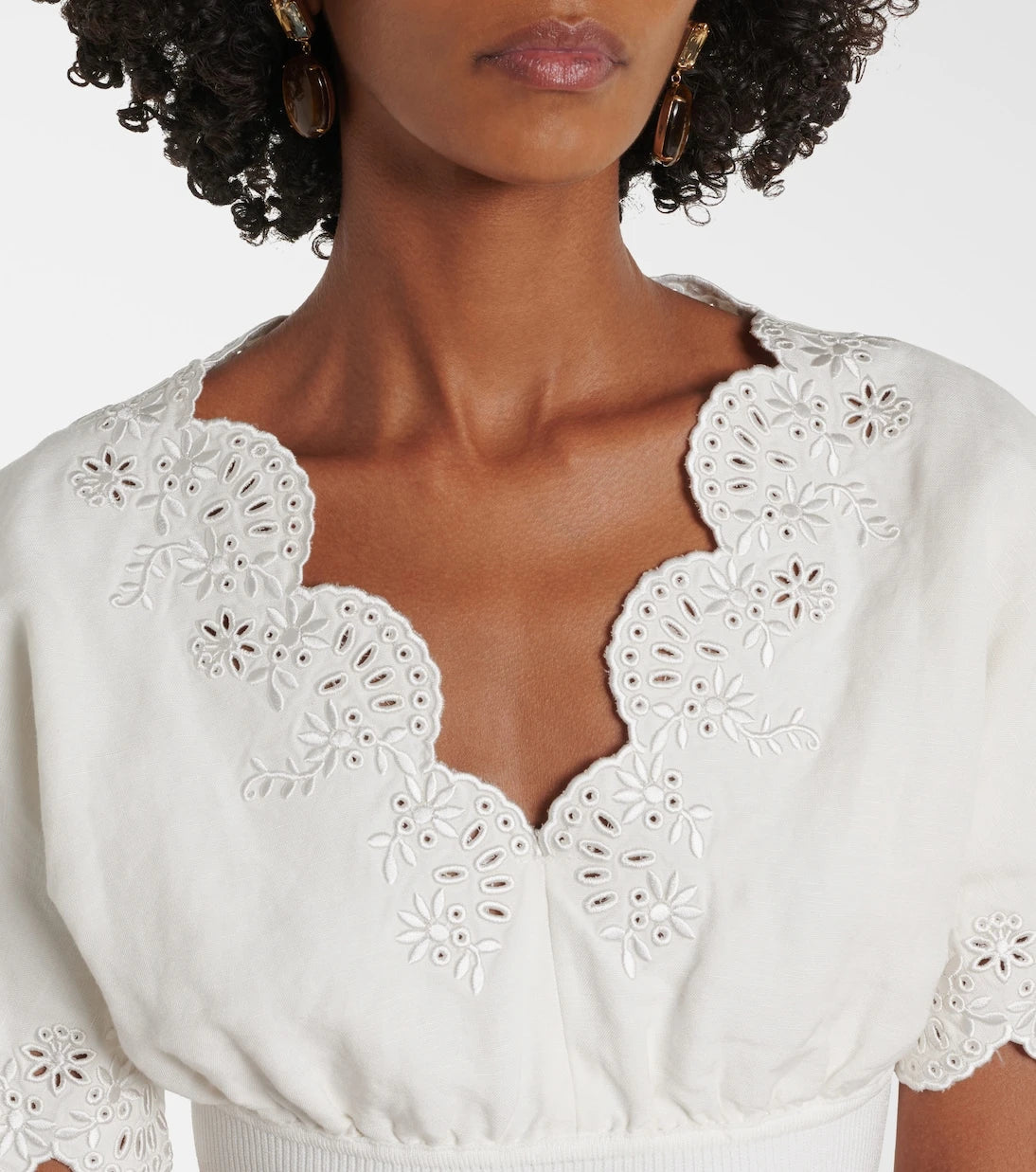 Simkhai - Broderie anglaise linen-blend crop top