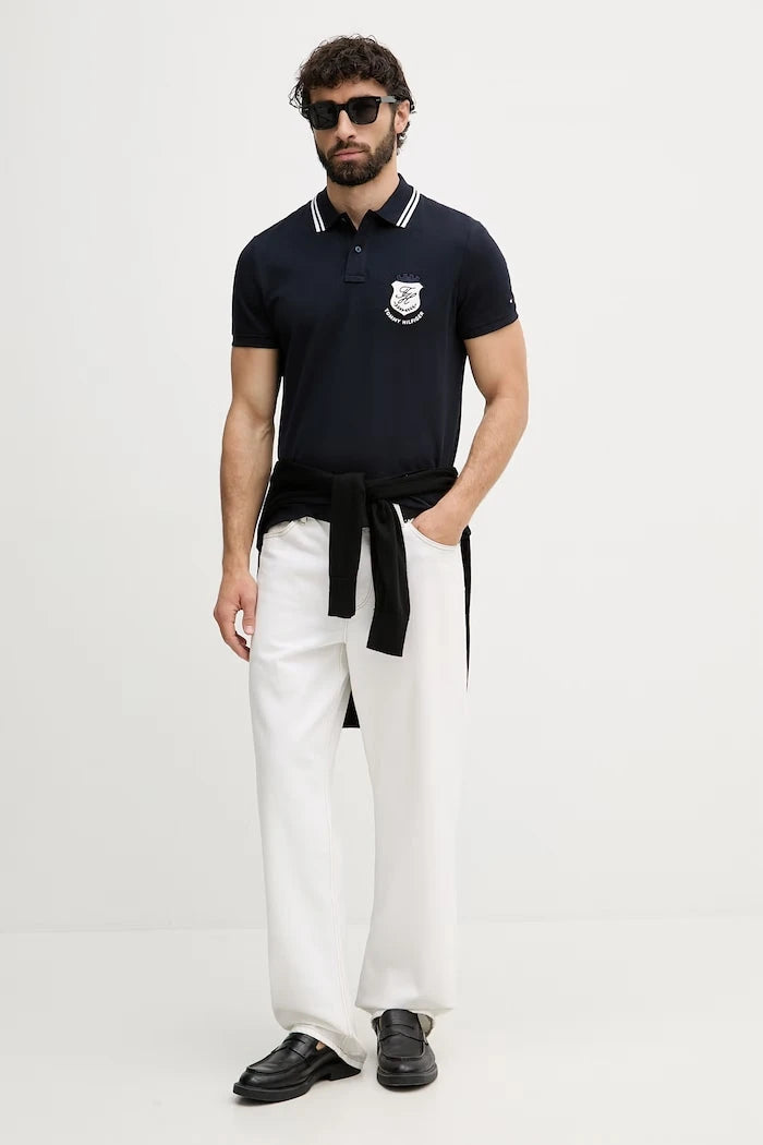 Tommy Hilfiger тениска с яка мъжка памучна