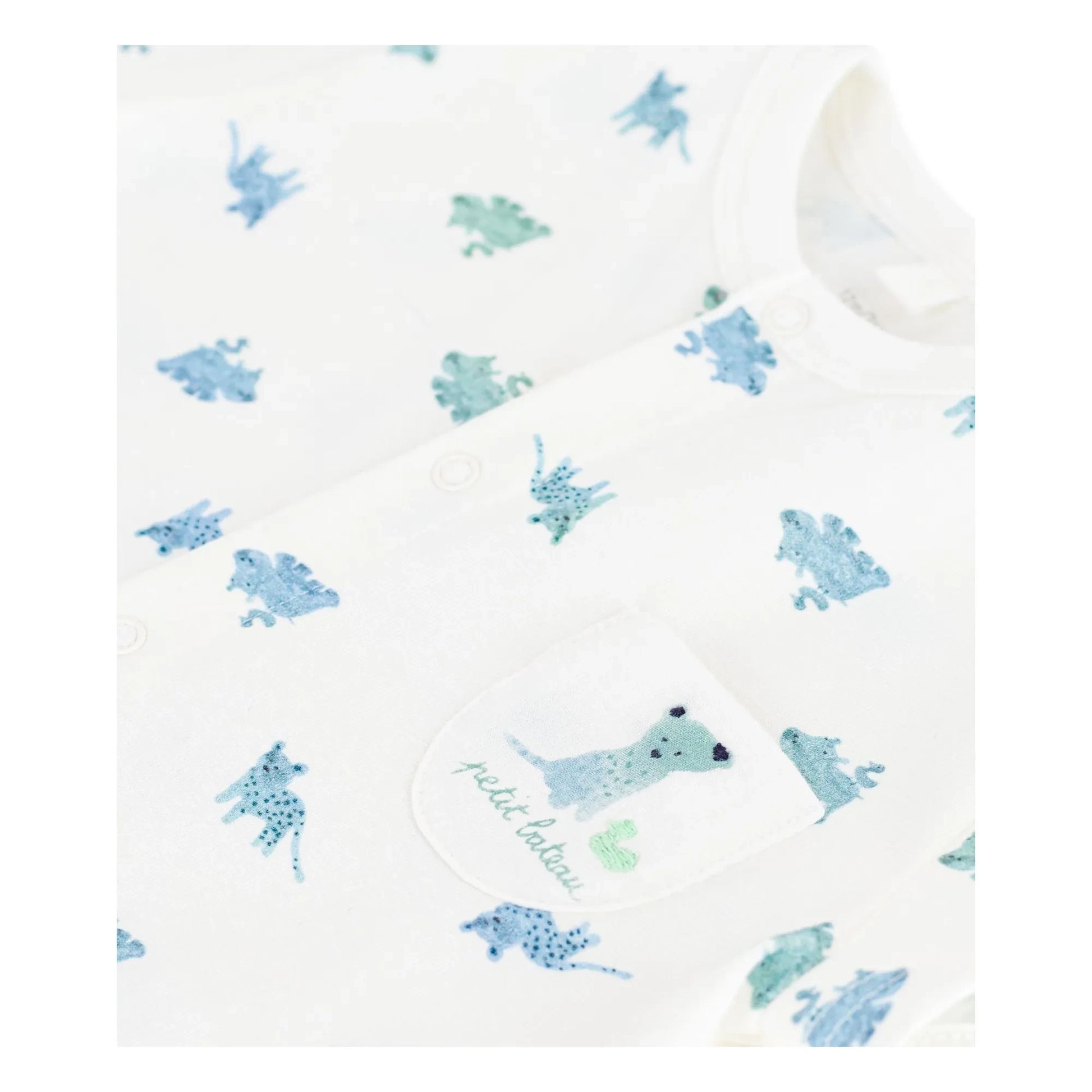 Petit Bateau - Combishort Animals Organic Cotton | White