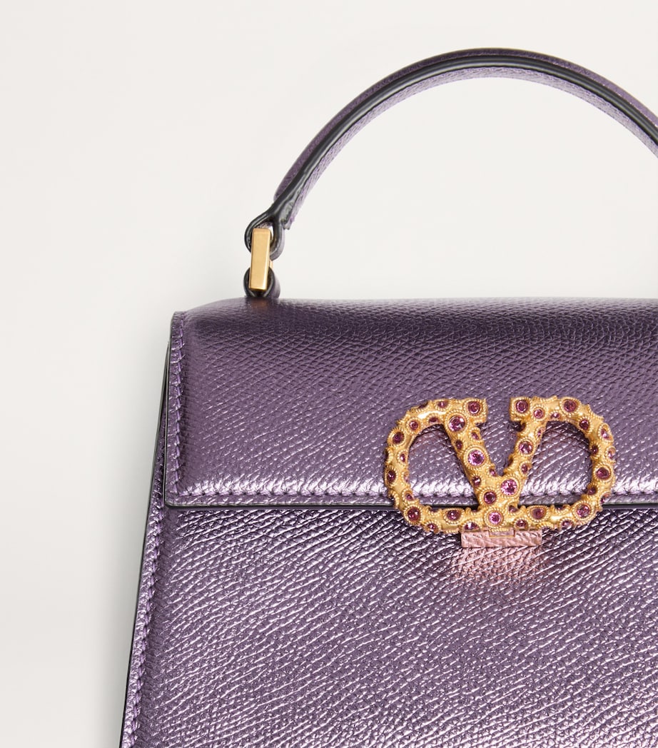 Purple Mini Calf Leather VSLING Top-Handle Bag