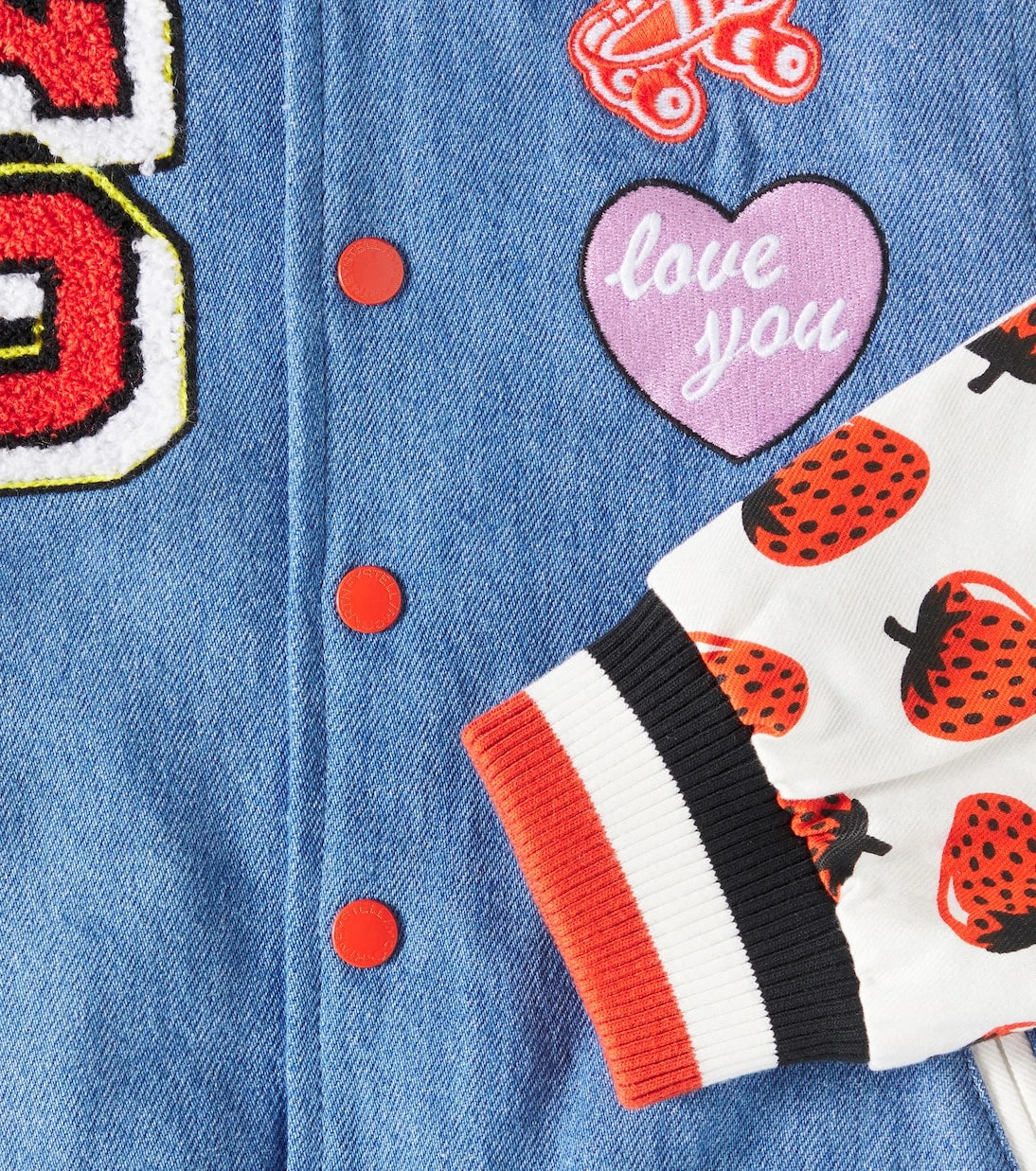 Stella McCartney Kids - Logo yama aplikeli denim kolej ceketi