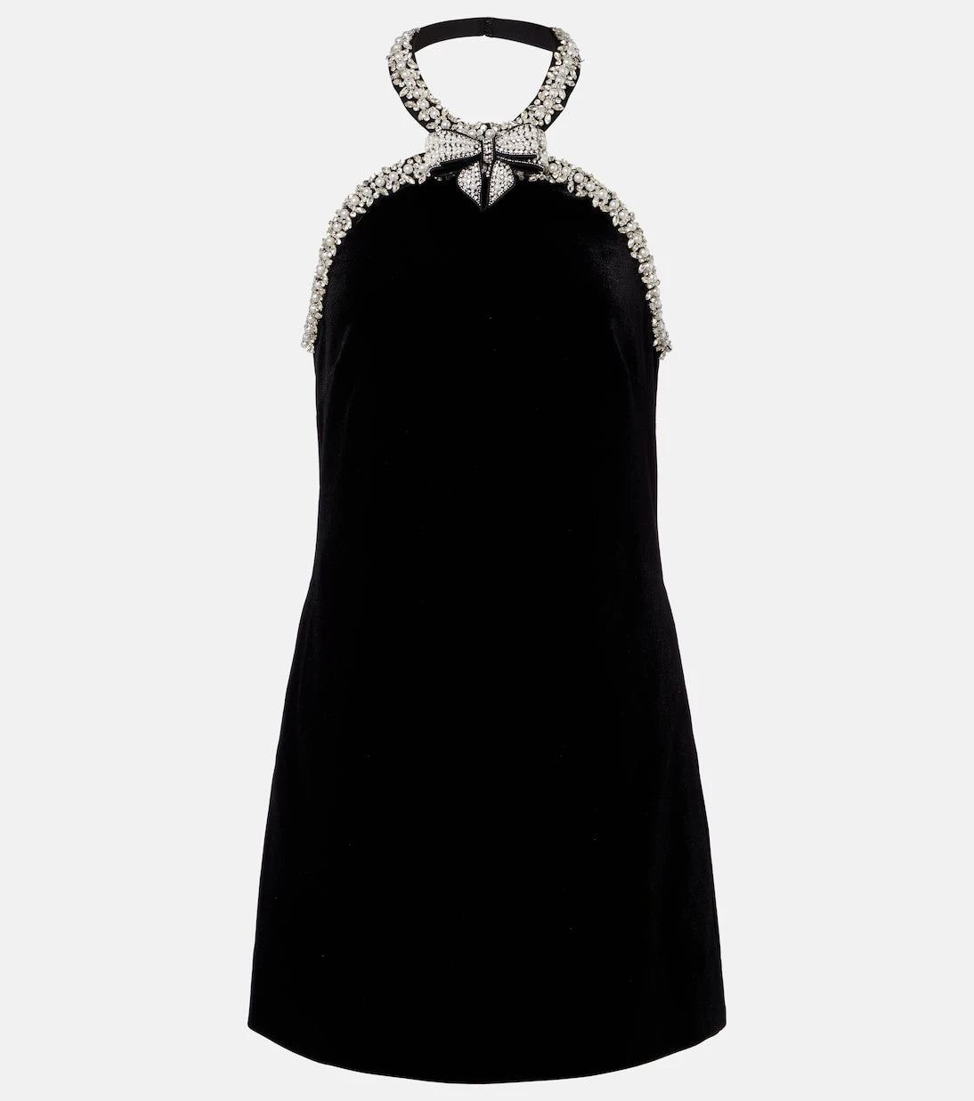 Self-Portrait - Crystal-embellished velvet minidress