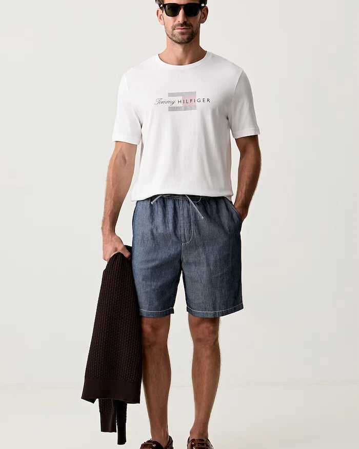 United Colors of Benetton erkek kısa pantolon, keten katkılı