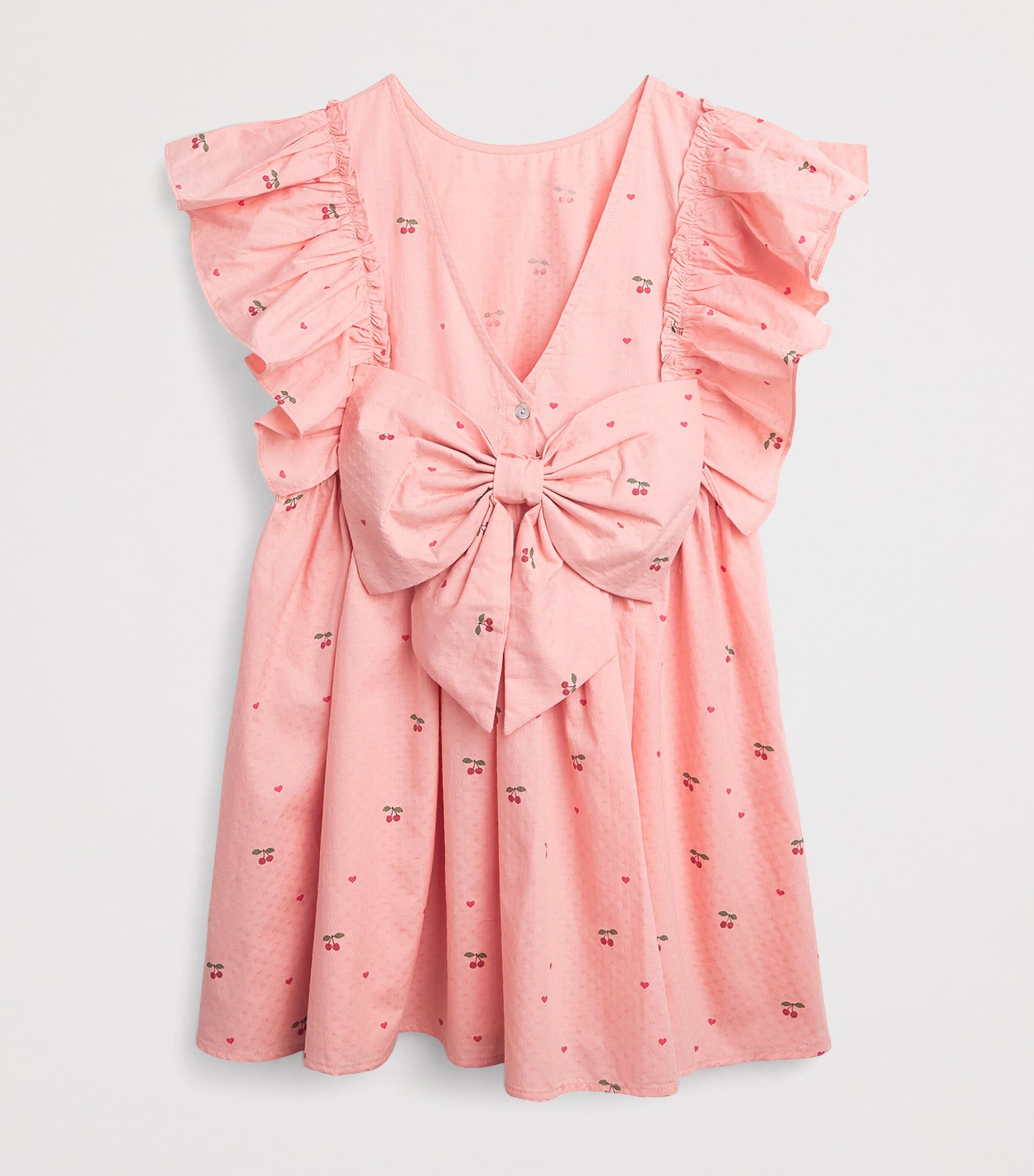 Pink Cherry Print Evia Bow Dress (5-10 Years)