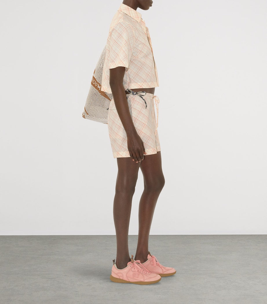 Burberry Pink Cotton Cropped Check Shirt