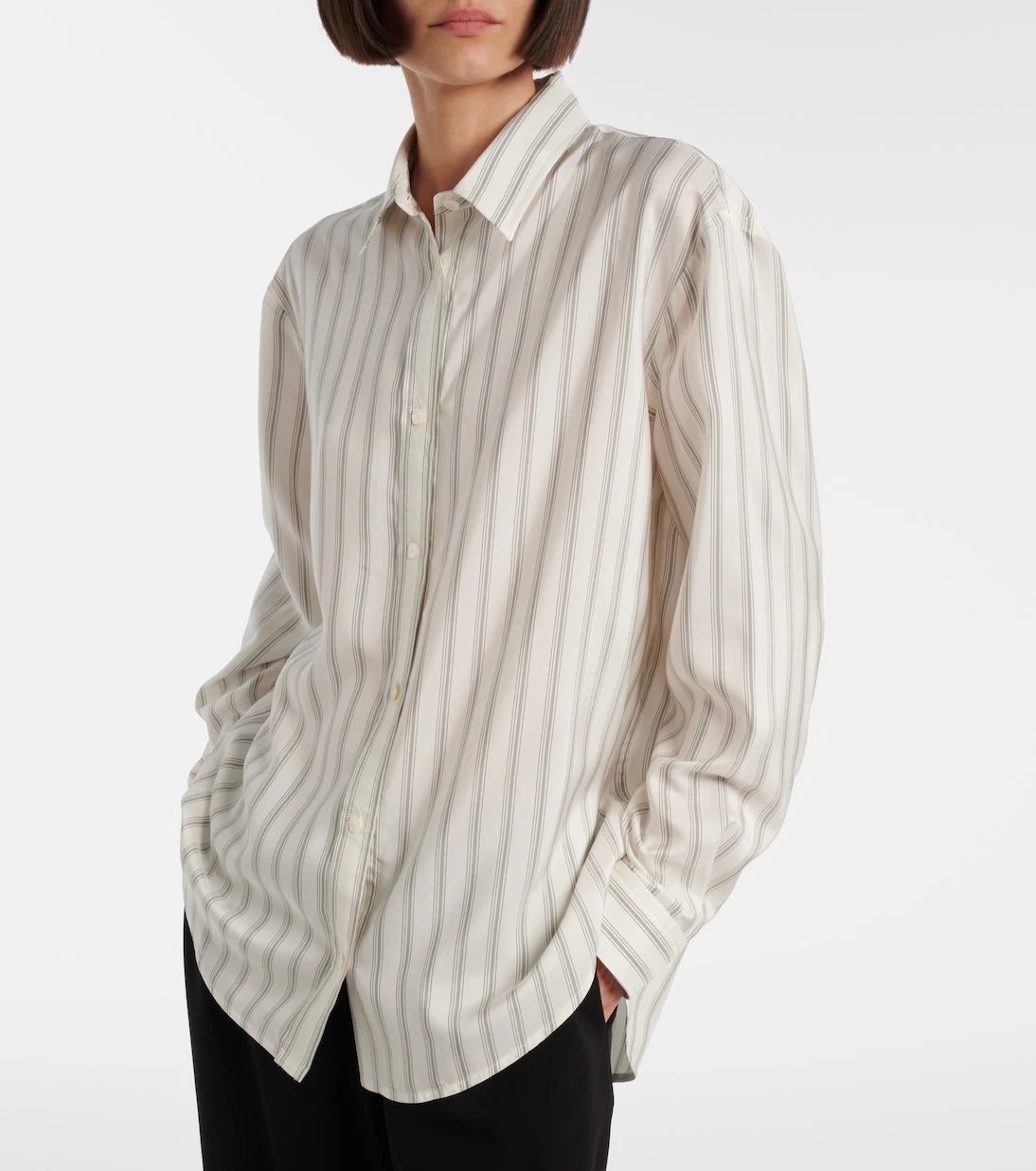 The Row - Eirlys striped silk poplin shirt
