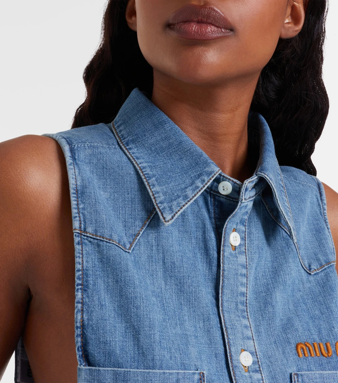 Miu Miu - Chambray crop top