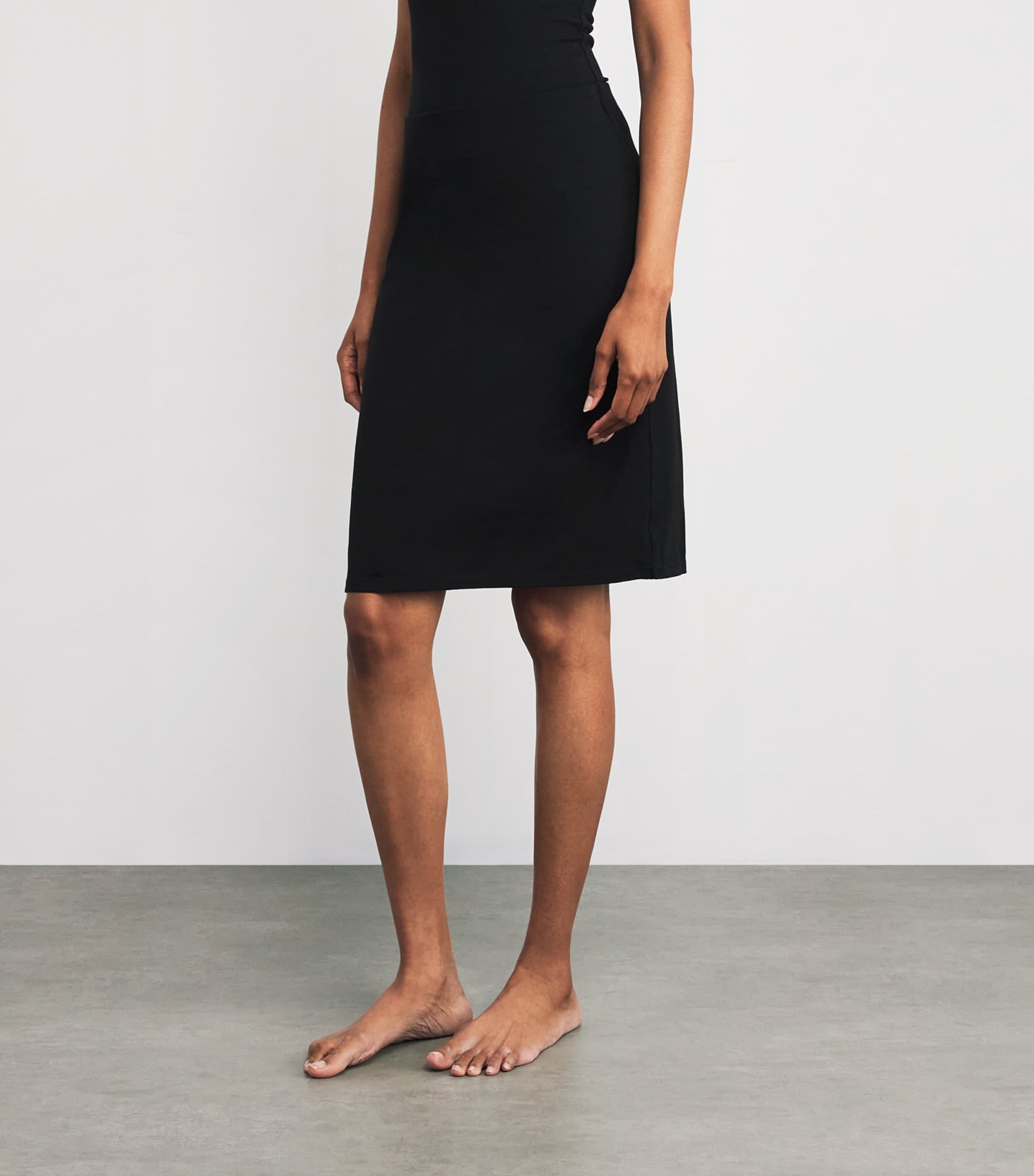 Black Smooth Layers Midi Skirt